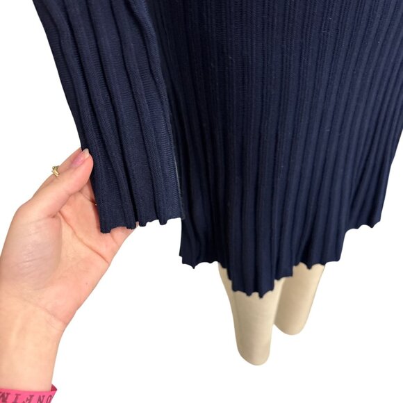 Venus Navy Blue Ribbed Knit Long Sleeve Dress XS - Picture 3 of 15